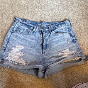 American Eagle Outfitters Blue Distressed Jean Shorts